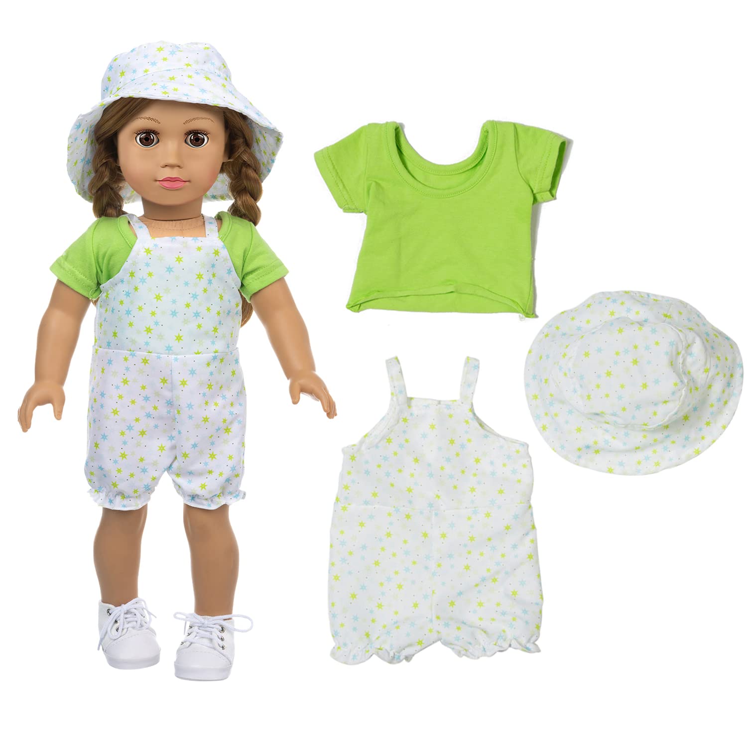 XFEYUE American 18 Inch Doll Clothes and Accessories 5 Sets Doll Clothes Dress Outfits + 2 Random Style Shoes