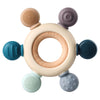 Baby Teething Toys, Silicone Chewable Teethers with Wooden Ring for Soothing Babies Gums, Rudder Chewers Shower Gift for lnfants & Toddlers, 3+ Months