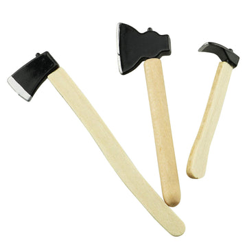 Tegg Mini Axe 3PCS Miniature Wooden Handle Metal Hatchet Chopper Outdoor Dollhouse Fairy Garden Accessories