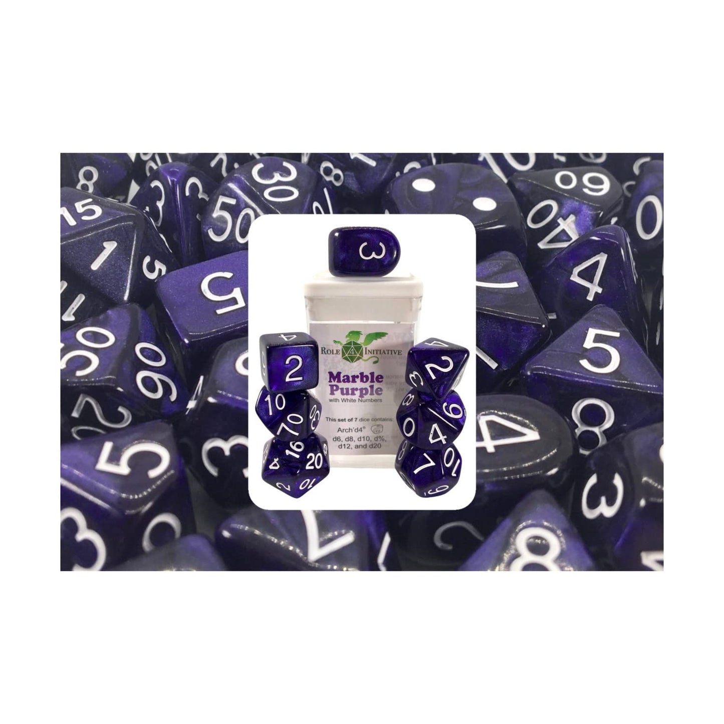 Marble Purple Dice - Set of 7 w/Arch'd4