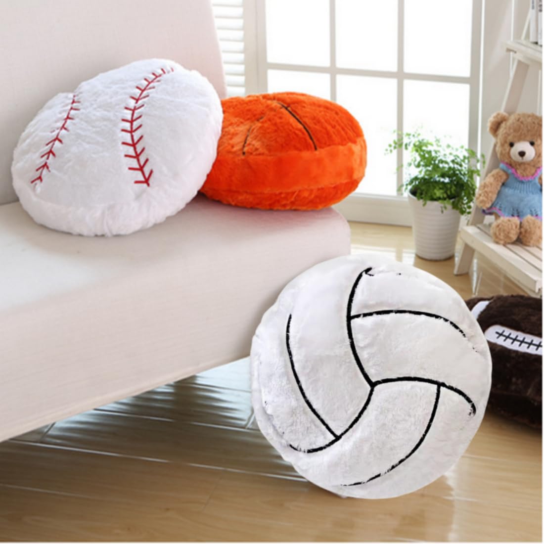 OPHRBU 14" Volleyball Plush Pillow Soft Throw Toy for Kids Room Decoration
