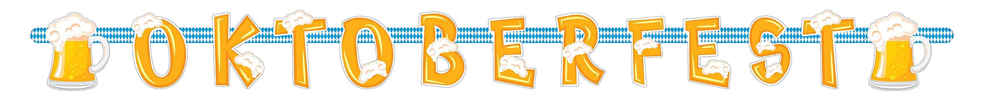 Oojami Oktoberfest Decorations Set - 3 Large 54" x 108" Blue and White Checkered Tablecloths for 8-Chair Tables & Oktoberfest Banner, Bavarian German