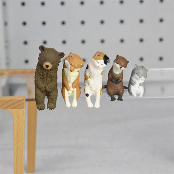 Newbee4 Miniature All 5 Types Adorable Sleeping Animal Figures - Hamster, Otter, Calico Cat, Shiba Inu and Bear sit Close and Sleep Together,Capsule