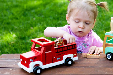 Jack Rabbit Magnetic Wooden Fire Truck - with Figures - Ages 3+