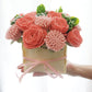 BAZIMA DIY Felt Flower Art Craft Kit, Pink Rose and Carnation Pot Bonsai Kit, Floral Gifts, Beginner Craft Kit, Arrange Pre-Cut Flowers and Foliage