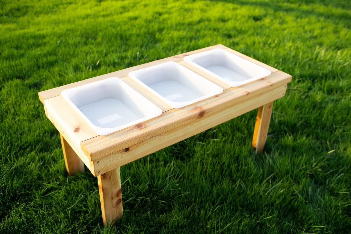 Noble Toys Wooden Toddler Triple Bin Sensory Table | Toddlers Activity Play for Outside | Sand and Water Table for Age 18 Months+ | Fill with Craft