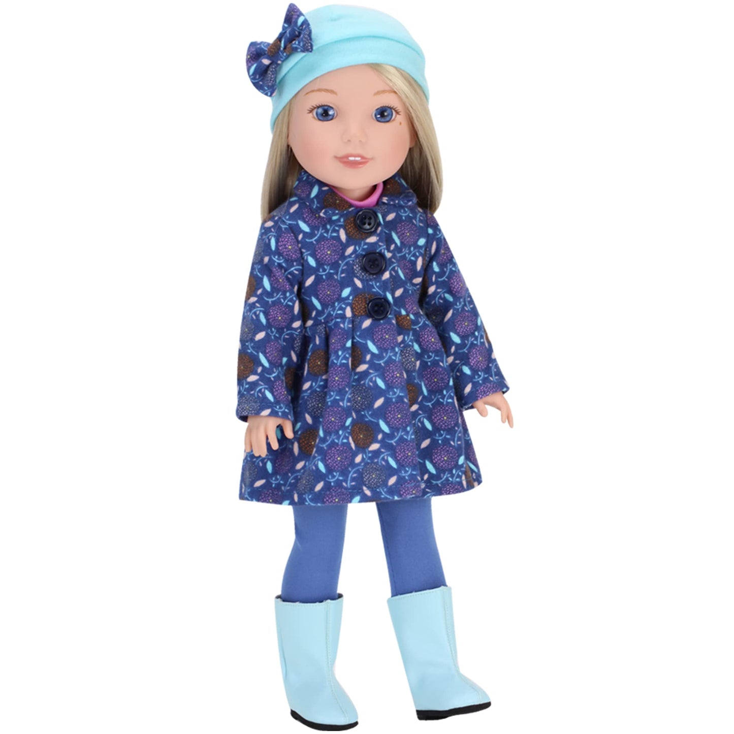 Sophia's 4 Piece Winter Outfit with Print Coat, Pants, Hat and Boots for 14.5" Dolls, Blue