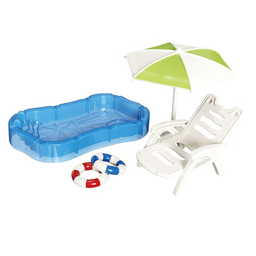 Dollhouse Furniture Accessories Set, Swimming Pool Mini House Furniture, Plastic Small Play House Accessories Toys Gift for Kids.