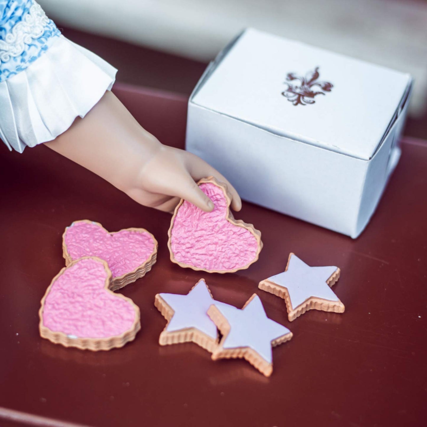 THE QUEEN'S TREASURES 18 Inch Doll Food and Accessories, Bakery Collection 6 Piece Hearts and Stars Shaped Frosted Sugar Cookies, Compatible