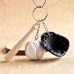 2Set 1/12 Scale Miniature Baseball Set (Bat, Glove and Ball),Black Cake Toppers and Dollhouse Accessories,Mini Sports Decor for Desktop Display, DIY