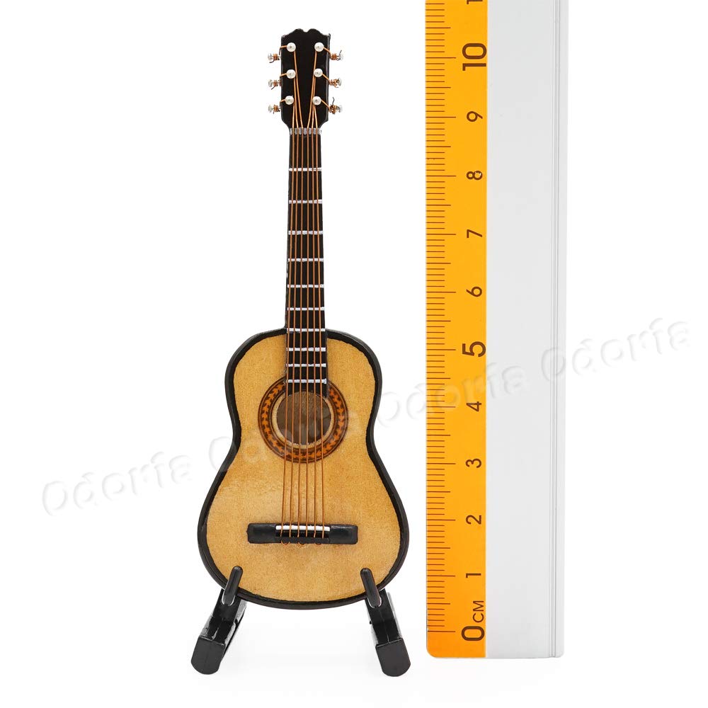 Odoria 1/12 Miniature Guitar Dollhouse Musical Instruments Accessories, Wood Color