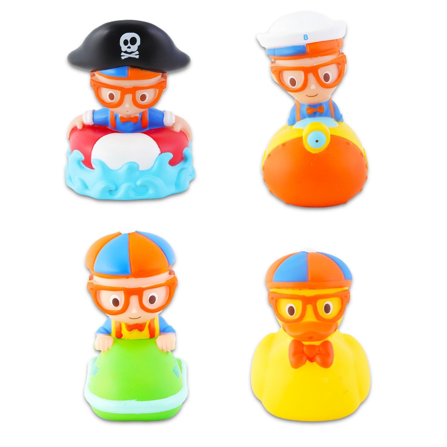 Blippi Bath Toys Blind Bag Figures Set -- 6 Pack Bundle With Bath Squirter Figures Plus Stickers | Mystery Toy Party Favors for Kids