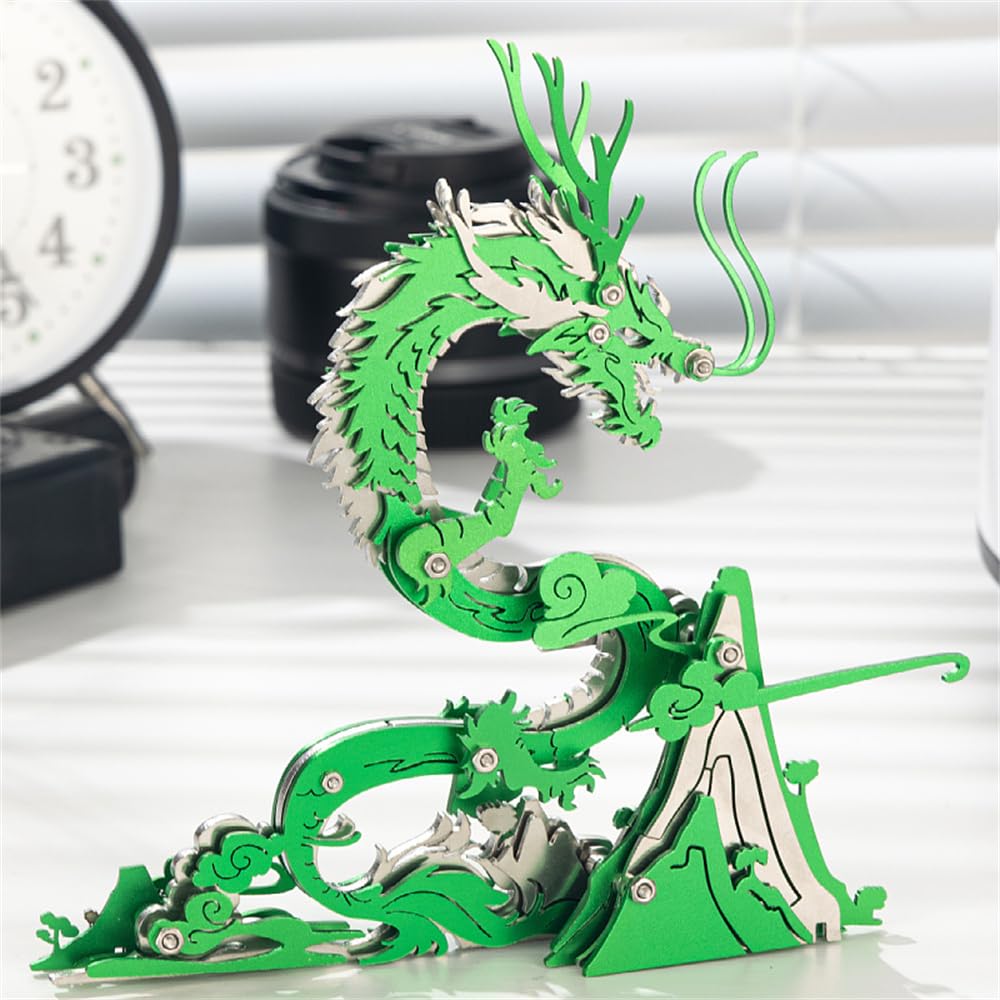 Mokrdomain Chinese Dragon 3D Metal Jigsaw Puzzle, Green, 92 Pieces