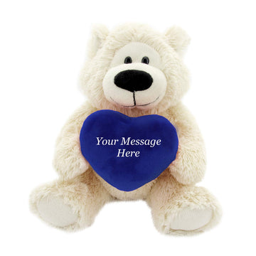 Plushland Sophie Bear 12 Inches with Custom Heart, Cream Teddy Bear Stuffed Animal - Holidays Personalized Gift for Kids, Girls, Boys and Your Loved
