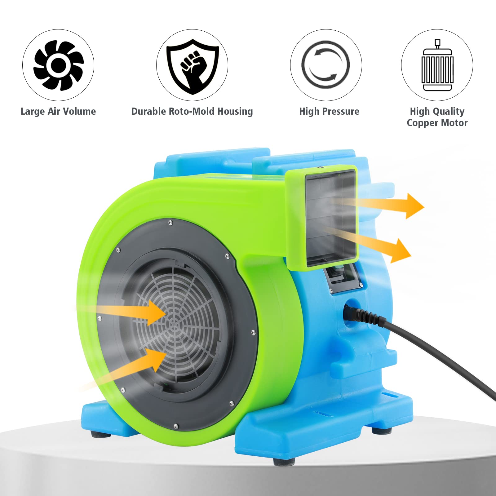 MOUNTO 2.0hp Inflatable Bounce House Blower, Energy Efficient, Low Amp Draw Inflatable Blowers for Inflatable Bounce House, Water Slide, and Obstacle