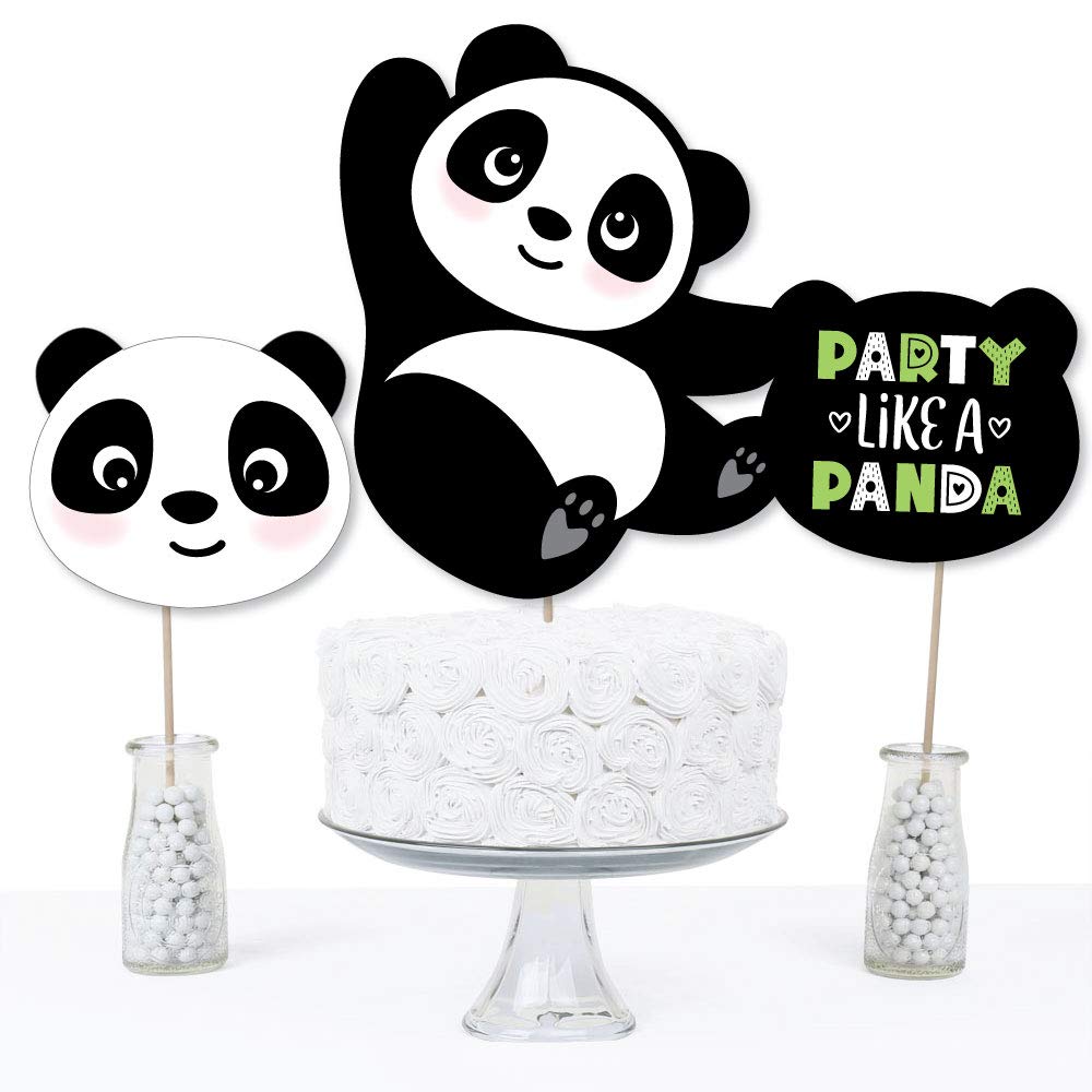 Big Dot of Happiness Party Like a Panda Bear - Baby Shower, Birthday Party Centerpiece Sticks - Table Toppers - Set of 15