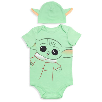 STAR WARS The Mandalorian Baby Boy or Girl Costume Creeper and Beanie Outfit Grogu Mint Green 12 Months