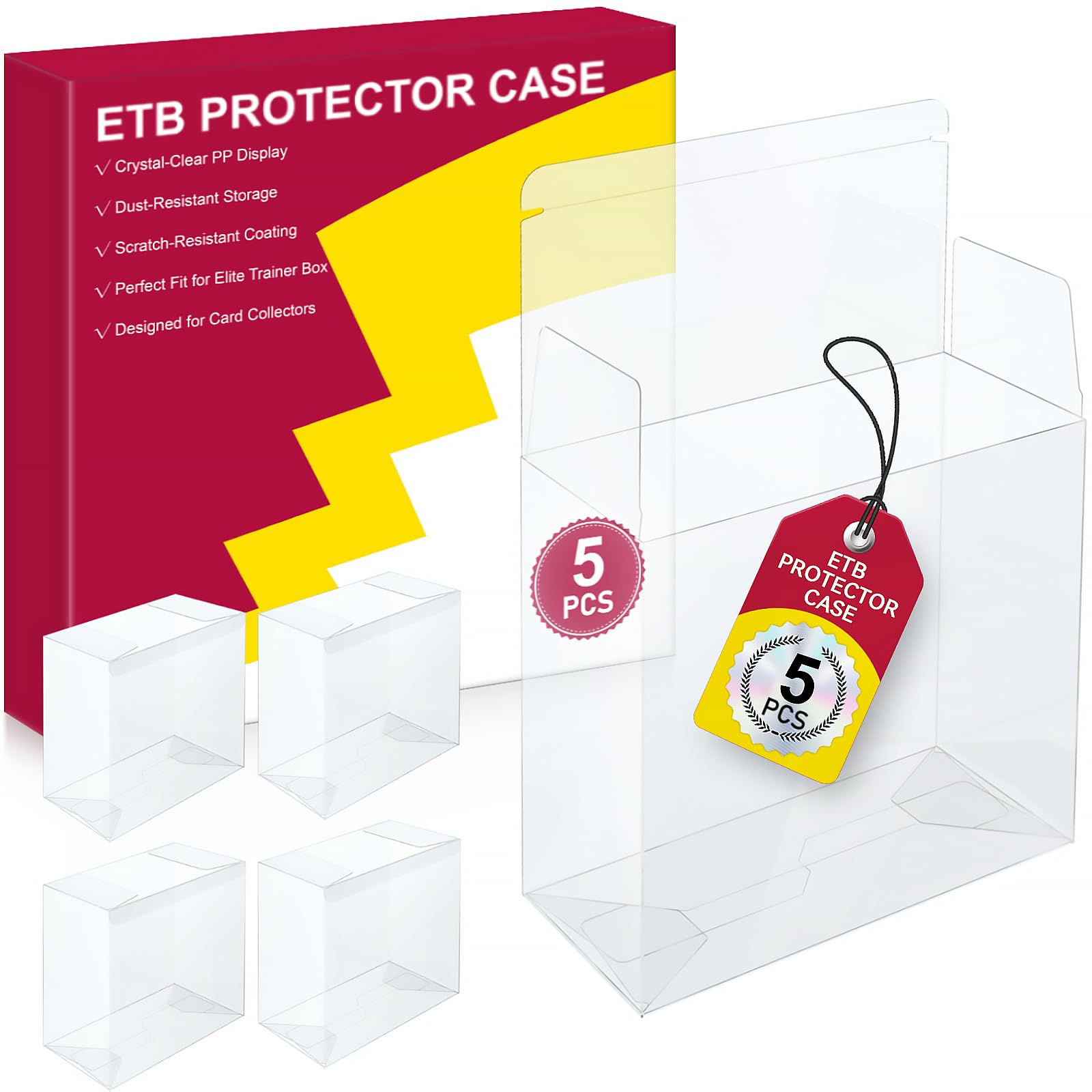 ?5 Pcs? PKMN ETB Protector Case, Elite Trainer Box Protector, ETB Box Plastic Display Case-Compatible with Elite Trainer Boxes, 0.5mm Thick
