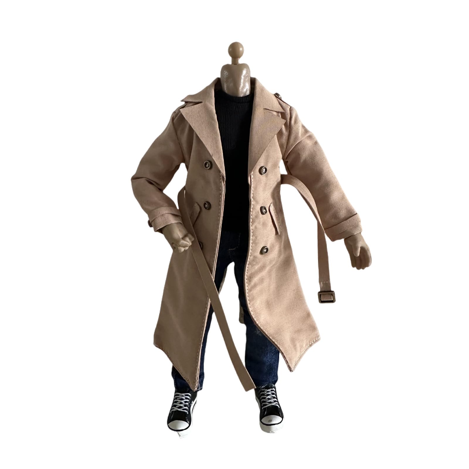 1/12 Action Figure Clothes,Long Trench Coat for 6" Action Figures,1:12 Scale Miniature Coat-only Clothing (Khaki)