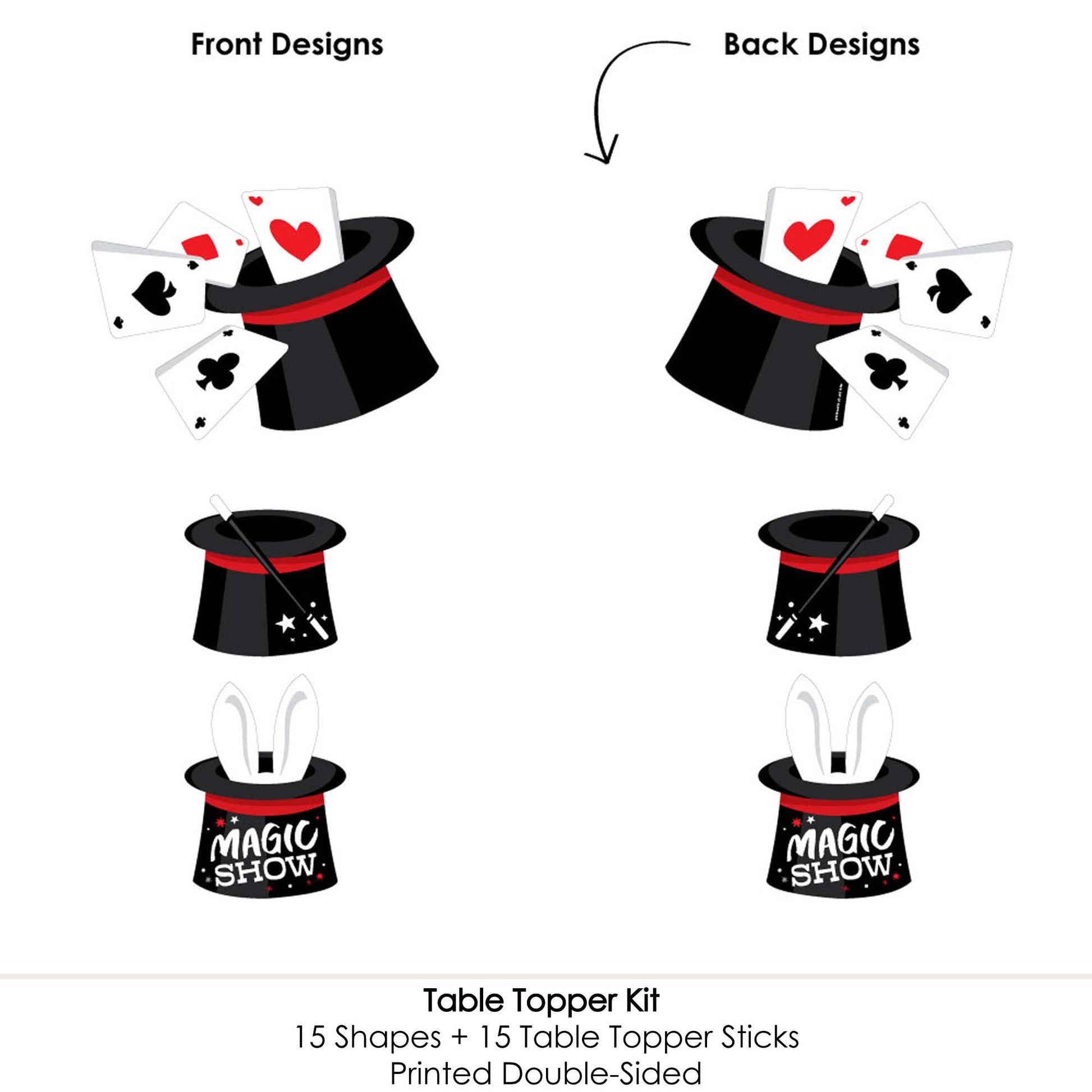 Big Dot of Happiness Ta-Da, Magic Show - Magical Birthday Party Centerpiece Sticks - Table Toppers - Set of 15