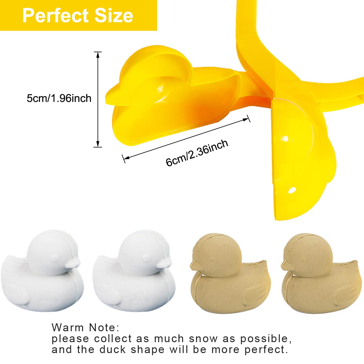 BravOne 4 Pcs/Set Snowball Maker Clips, Duck Shaped Snow Ball Maker Clips Clamps Outdoor Winter Play Snow Toys Plastic Sand Molds Clay Tools for Kids