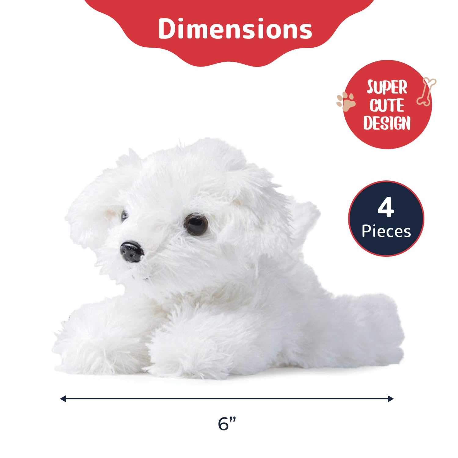 PREXTEX Stuffed Puppies - Set of 4 Cute Dog Toy Stuffed Animals for Girls and Boys - 6 Inch Small Plushies - Plush Dogs Stuff Animals for Puppy Party