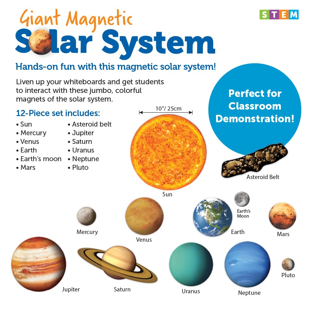 Learning Resources Giant Magnetic Solar System - STEM Planets, Earth and Sun Model, Astronomy Gifts, Montessori Science, Teacher Supplies, Space