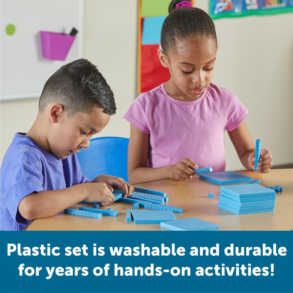Learning Resources Plastic Base Ten Starter Set - 1st Grade Math Manipulatives for Elementary School Classroom, Learn Place Value, Base 10 Blocks