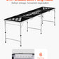 VEVOR 8 Foot Portable Beer Pong Table, Carrying Handles and 6 Pong Balls, Adjustable Height, Lightweight Table for Office, Tailgate Party, Travel