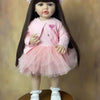 22-Inch Pink Reborn Baby Girls Doll Real Born Baby Doll Girl Toddler Newborn Baby Dolls with Toy Accessory Life Like Full Vinyl Bathable Body Brown