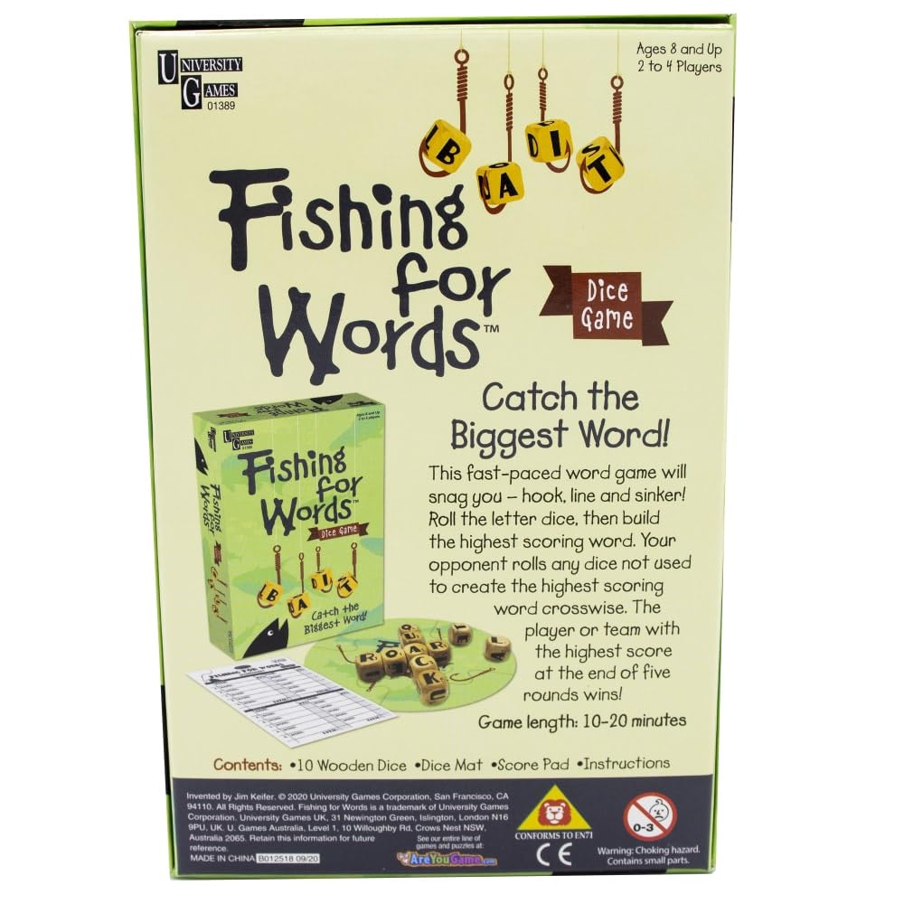 Fishing for Words Word Dice Game, Family Word Game, Ages 8+