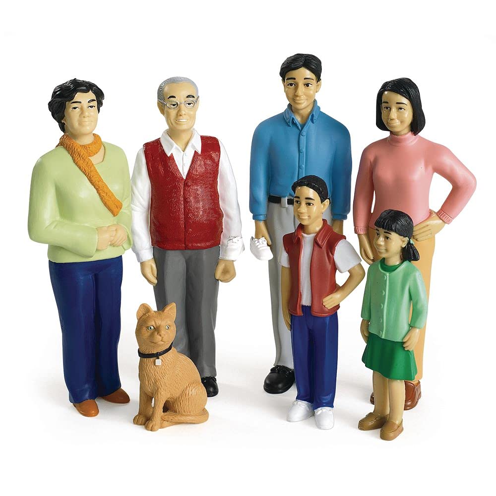 Excellerations Educational Multicultural Pretend Play 2.25 inches - 5.25 inches H Figurine Asian Family Dolls Set of 7, Educational, PreK, Children