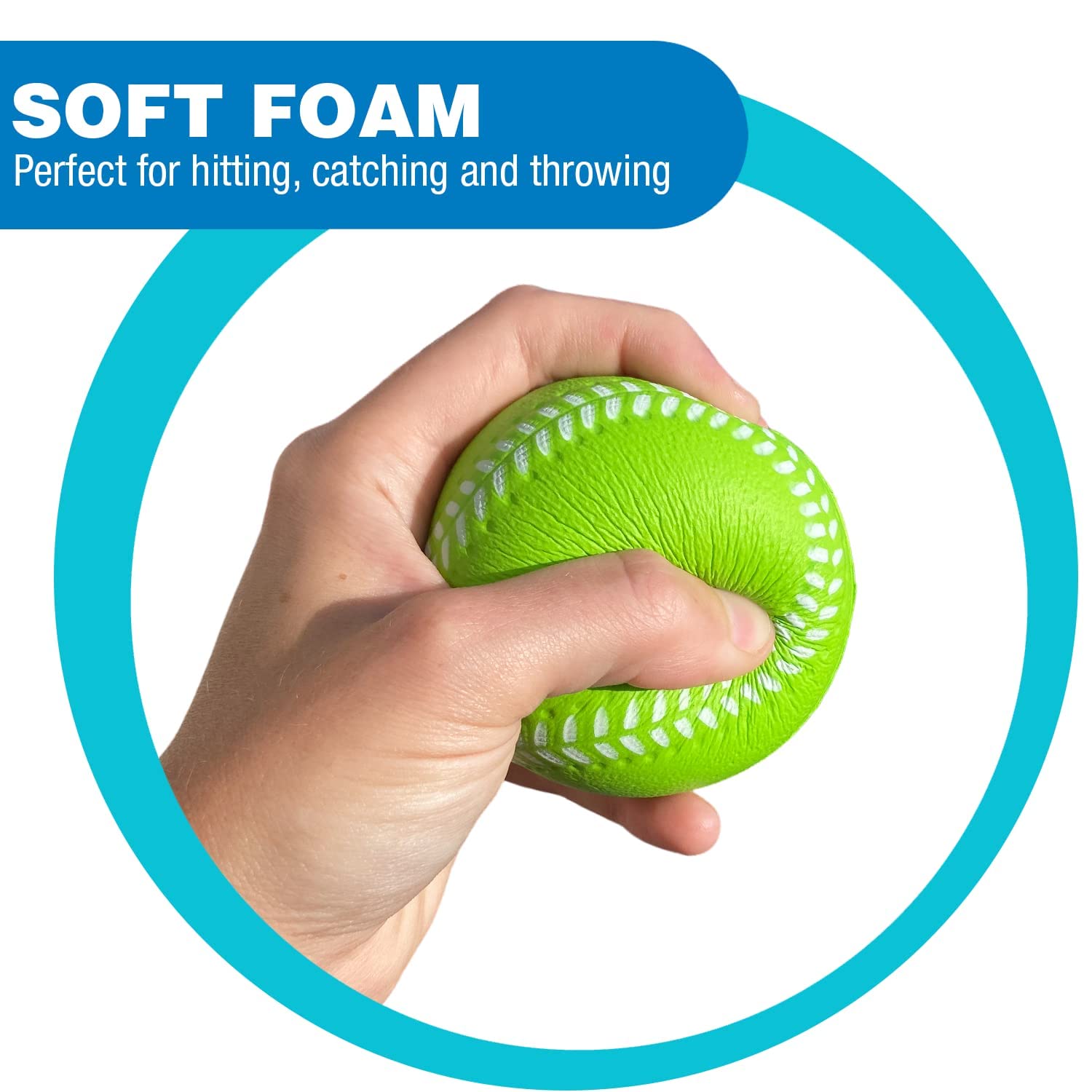 Botabee Kids Soft Foam Baseballs, 6 Pack, 2.75" | Safe & Soft Baseballs for T Ball & Toddler Baseball | Official Size Foam Balls for Kids Baseball