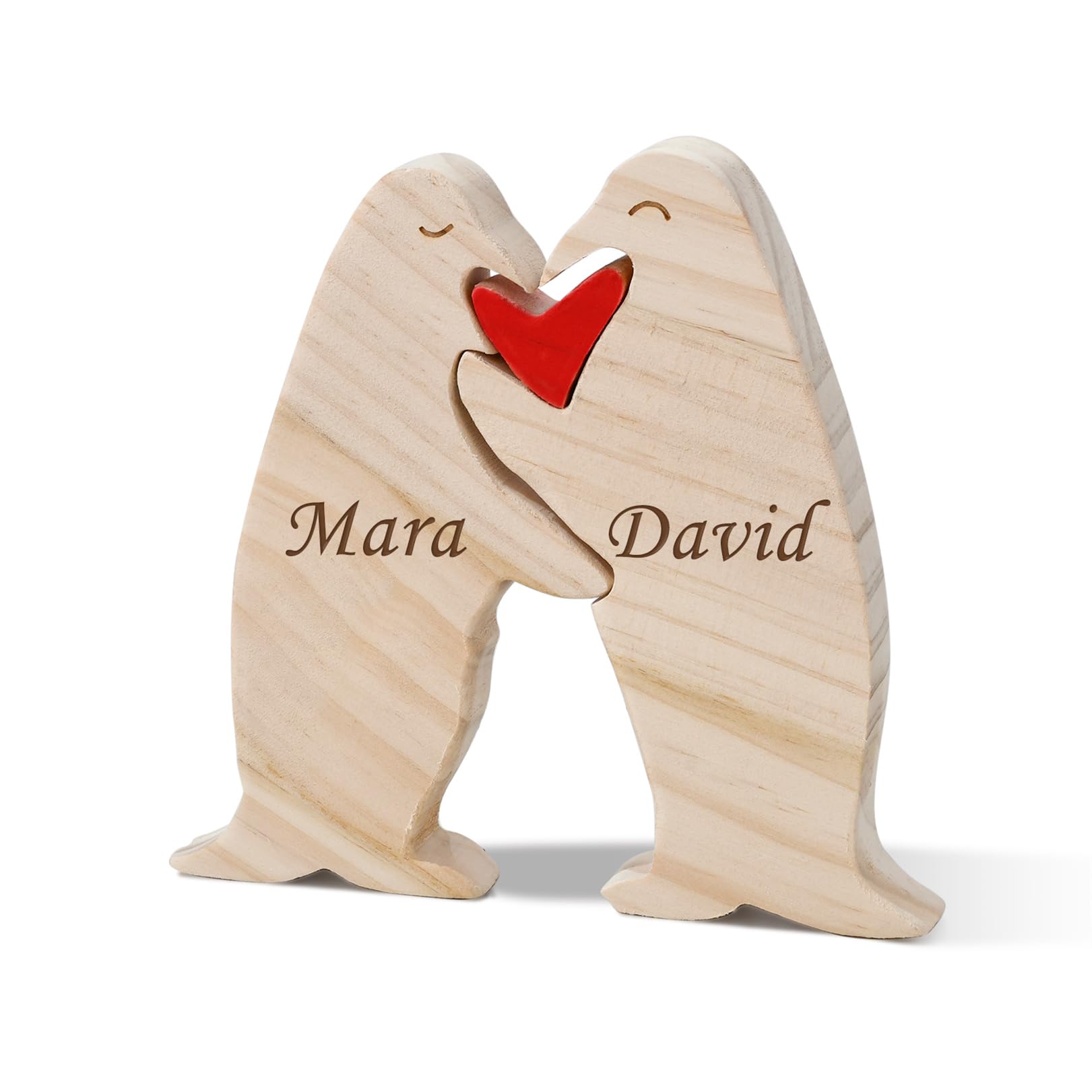 LucySky Personalized Wooden Penguin Puzzle with 2-6 Family Name, Custom Family Name Puzzle, Customized Wooden Puzzle Gifts for Christmas Birthday