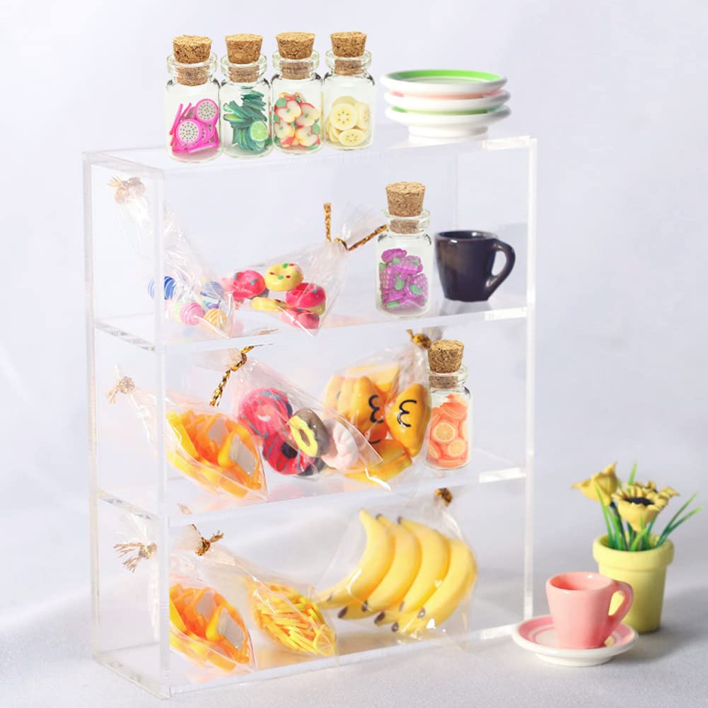 13 Packs Cute 1:12 Miniature Dollhouse Food Lollipop Toast Cheese Bread Donut Fruit Slice Jar Glass Bottle Mini Kitchen Scene Model Simulation DIY