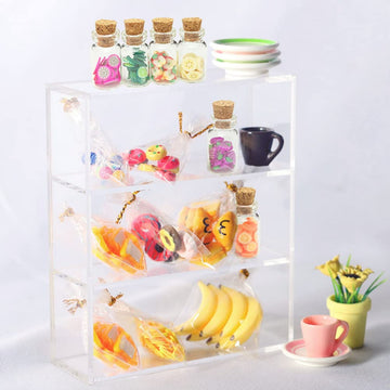 13 Packs Cute 1:12 Miniature Dollhouse Food Lollipop Toast Cheese Bread Donut Fruit Slice Jar Glass Bottle Mini Kitchen Scene Model Simulation DIY