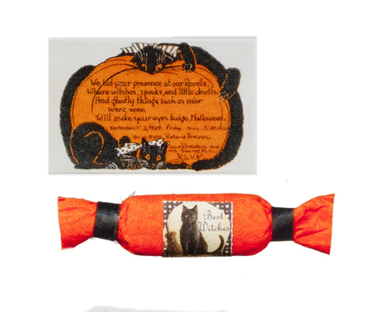 Melody Jane Dollhouse Halloween Party Invite & Cracker Miniature Accessory
