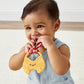 Itzy Ritzy Silicone Baby Teether - BPA-Free Teething Toy with Crinkle Fabric Tie, Easy-Grip Handle & Multiple Textures - for Ages 3 Months and Up