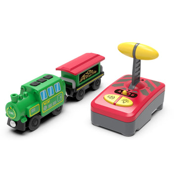HANQIAN Battery Operated Locomotive Train Set for Wooden Train Track, Electric Remote Control Magnetic Vehicles Toy Powerful Engine Light Train Cars