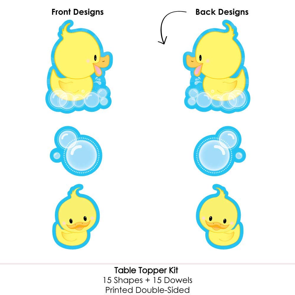 Big Dot of Happiness Ducky Duck - Baby Shower or Birthday Party Centerpiece Sticks - Table Toppers - Set of 15