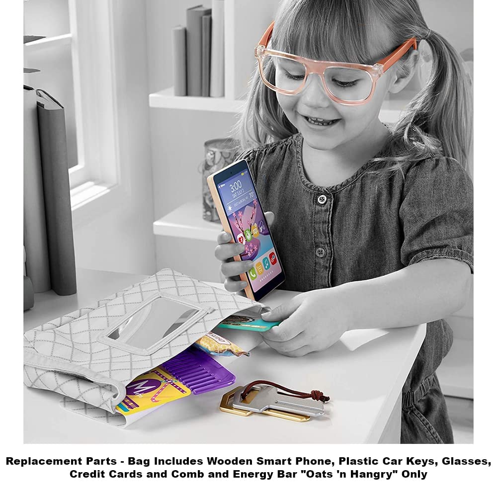 Replacement Parts for Fisher-Price Strut-n-Style Bag Playset - GKW04 ~ Replacement Bag Includes Wooden Smart Phone, Plastic Car Keys, Glasses, Credit