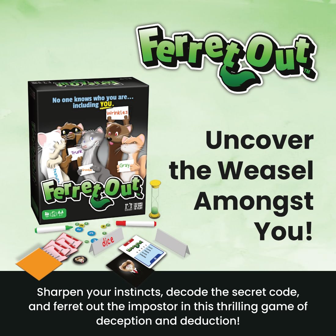 R&R Games Ferret Out, Family Card Game, Ideal for Adults and Kids Ages 12+, 3-7 Players