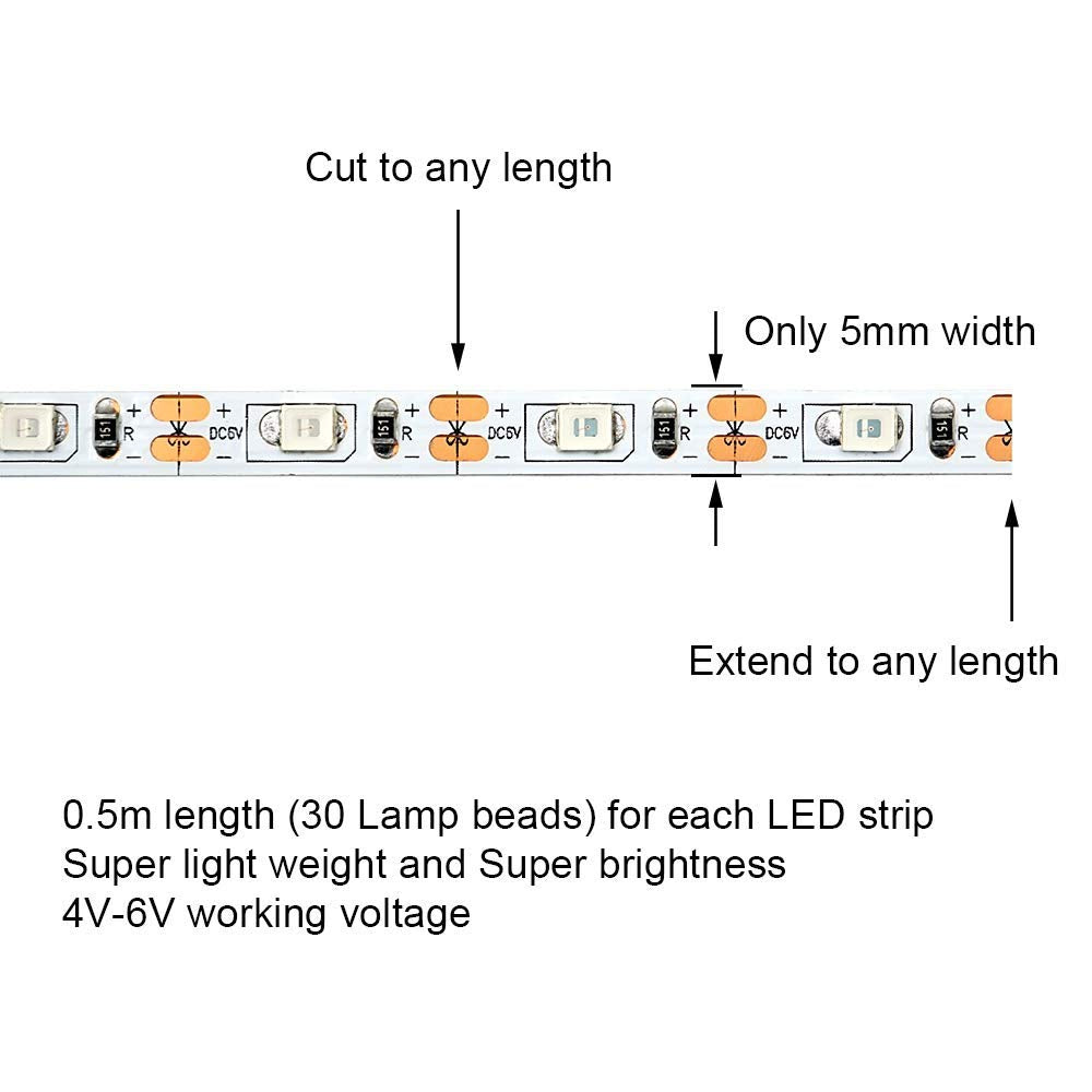 elechawk LED Light Strip for RC Fixed Wing Airplane Flying Wing Plane AR Wing Drone Model Car Truck (Blue)