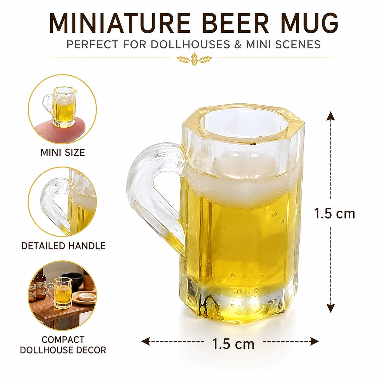 12Pcs Miniature Beer Cups for Dollhouse, Realistic Looking Beer Practical Processed Party Accessories Model House Mug Accessory Decoration Glasses