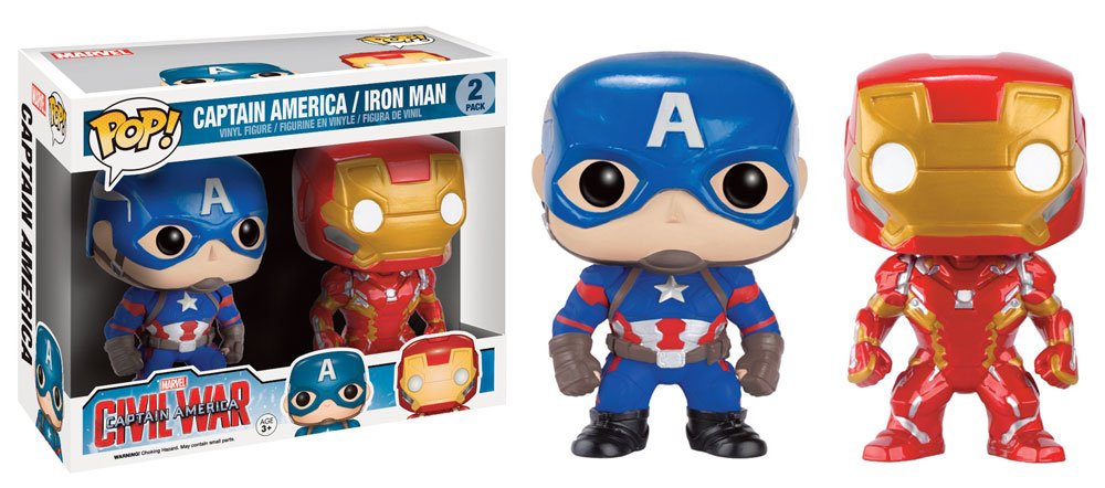 Funko Pop Captain America Civil War Exclusive 2-Pack With Cap and Iron Man
