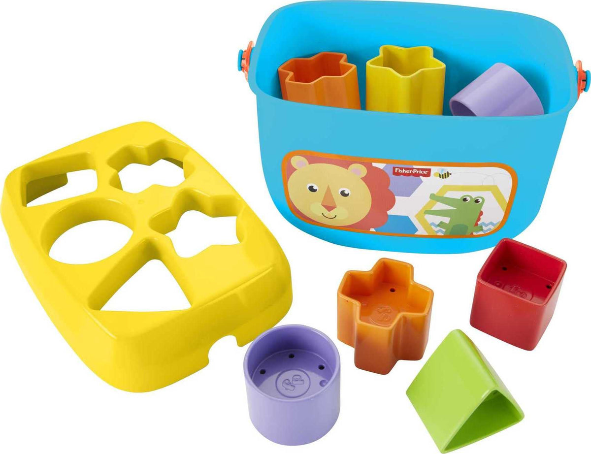 Fisher-Price Infant Toy Baby’s First Blocks, 10 Shapes & Storage Bucket, Sorting Activity for Fine Motor Skill Development Play Ages 6+ Months