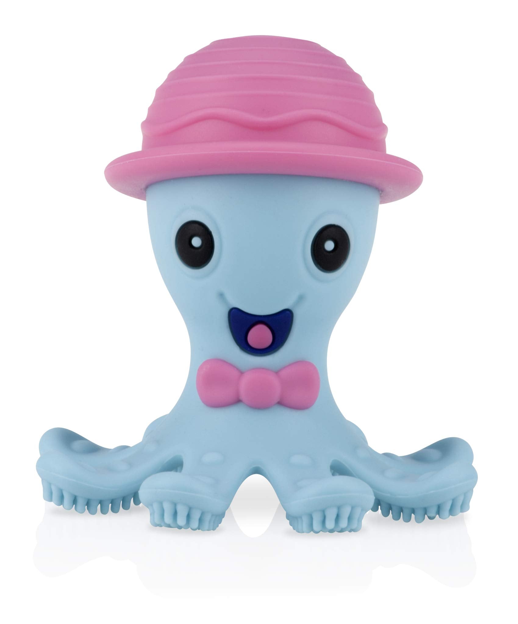 Nuby Silly Silicone Octopus Teethe with Soothing Massaging Bristles for Sore Gums, Pink/Purple