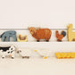 Tender Leaf Toys Farmyard Animals “ 13 Wooden Country Farm Figurines with a Display Shelf - Classic Toy for Pretend Play “ Develops Creative