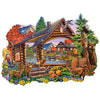 Bits and Pieces - 750 Piece Jigsaw Puzzle for Adults - Autumn Retreat - Shaped Forest Cabin Woods Nature Animal Flowers Trees Lake Mounatin Jigsaw