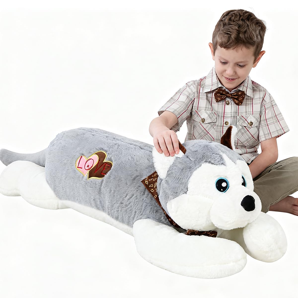 32 inch Dog Stuffed Animals, Big Husky Dog Plush Toys, Kawaii Soft Puppy Plushies Large Pillow, Gift for Kids, Boys and Girls, Birthday
